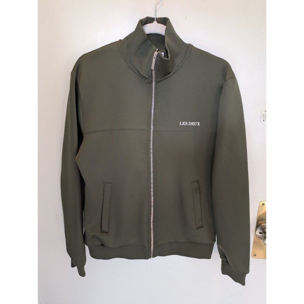 Les Deux Ballier Track Jacket Olive Green Full Zip Men's Size Medium Like New